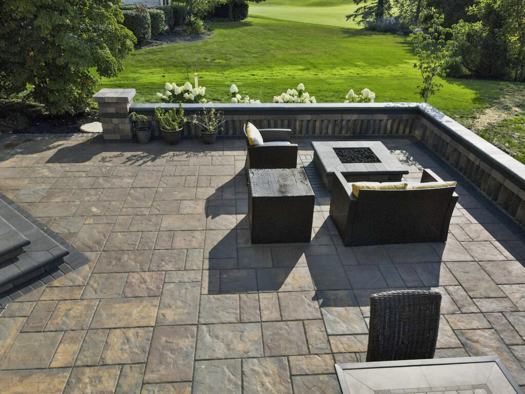 default - Flores Landscapes Modern concrete fire pit in Central Ohio