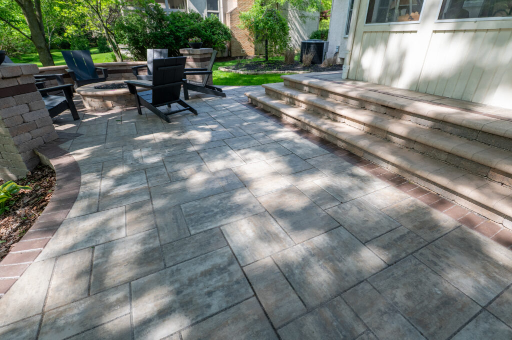 FloresLandscapingBlacklickHoaWall-26 - Flores Landscapes Custom stone paver patio with steps in Central Ohio